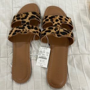 J.CREW Leopard sandal slides